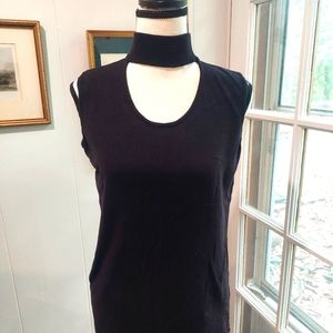 Calvin Klein sleeveless mock neck knit top with cut out